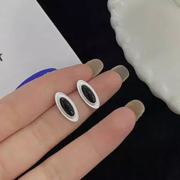 Овальные серьги из черного агата, персонализированные модные серьги, модные матовые серьги для женщин, новый стиль