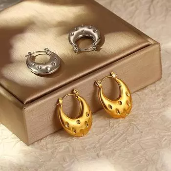 Овальные серьги из нержавеющей стали, простые 18-каратные женские трендовые серьги высокого класса, легкие, роскошные