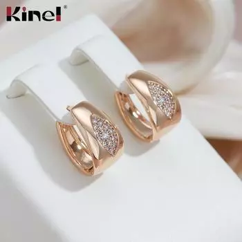 Овальные серьги-кольца Kinel с цирконием для женщин, винтажные повседневные украшения