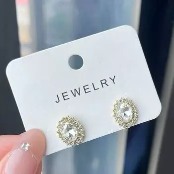 Овальные серьги со стразами Gentle Temperament, модные серьги-гвоздики Niche Design, женские серьги Feel Cold Wind Ins Wind