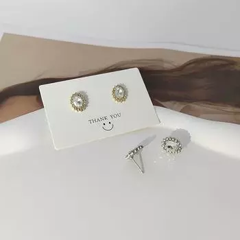 Овальные серьги со стразами Gentle Temperament, модные серьги-гвоздики Niche Design, женские серьги Feel Cold Wind Ins Wind