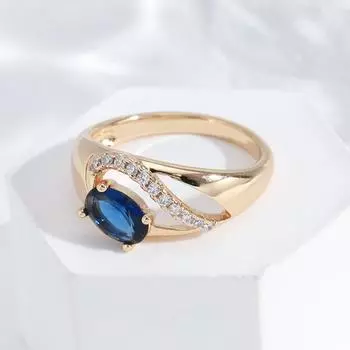 Овальные синие циркониевые полые кольца золотого цвета с подвеской для женщин, модные готические украшения 6 синий