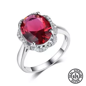 Овальные синтетические нано-рубиновые кольца из стерлингового серебра 925 пробы для женщин, друзья, свадьба, помолвка, классические ювелирные изделия 6