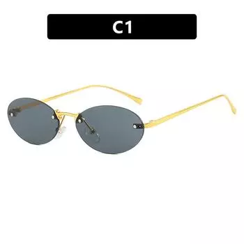 Овальные солнцезащитные очки без оправы Rivet Fashion Sunglasses Trendy Street Shot Sunglasses Women As shown