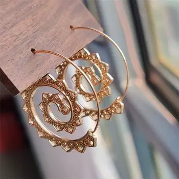 Овальные спиральные серьги, преувеличенные завитки, шестеренки в форме сердца, ретро-украшения для ушей