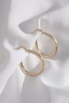 Овальные винтажные серьги-кольца золотого цвета