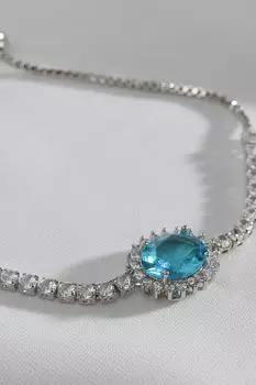 Овальный браслет из синего циркона Anturage серебряного цвета с водным лифтом