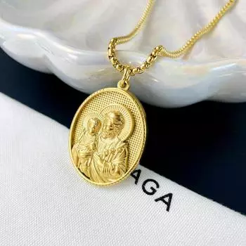 Овальный фирменный кулон в стиле ретро с портретом, простое и роскошное ожерелье из римской титановой стали высокого уровня. золотистый