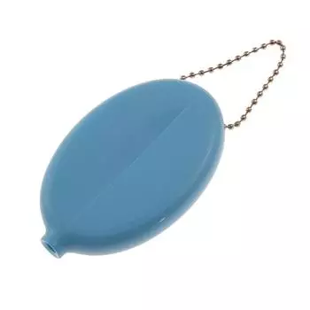 Овальный кошелек для монет, красочный мешочек для монет из ПВХ, милый держатель для монет с цепочкой one size небесно-голубой