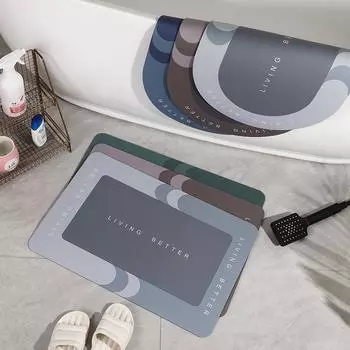 Овальный коврик для ванной комнаты из хрустального бархата, впитывающий нескользящий коврик для ног, для кухни, для входа в дверь, квадратный коврик для двери 50*80