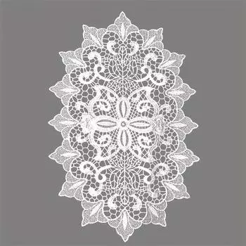 Овальный кружевной вышитый коврик для стола, салфетка, салфетка для свадебного рождественского розового цветка, украшение кухонного стола и аксессуары