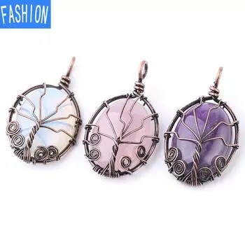 Овальный кулон из натурального аметистового порошка, полудрагоценное ожерелье с кристаллами opal a серебряный