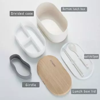 Овальный ланч-бокс, однослойный пищевой полипропилен, деревянный футляр для обеда, столовые приборы, герметичный герметичный контейнер для ужина с ложкой розовый