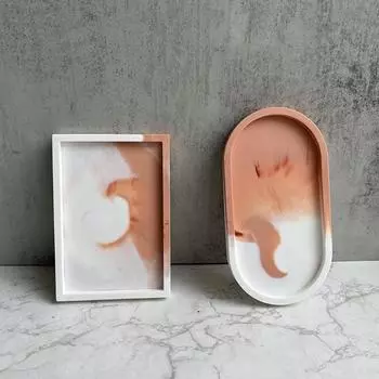 Овальный лоток, силиконовая форма, прямоугольный овальный лоток для хранения, форма для гипсовой смолы