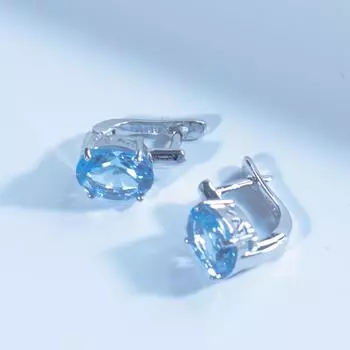 Овальный нано небесно-голубой топаз драгоценный камень серьги-клипсы из стерлингового серебра 925 пробы небесно-голубой