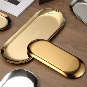 Овальный поднос в скандинавском стиле, блюдо для закусок из нержавеющей стали, штабелируемая металлическая тарелка для барбекю, столовая посуда, тарелка для суши