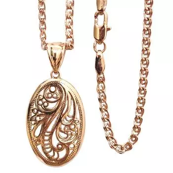 Овальный полый кулон из розового золота с подвеской в виде кольца, женский подарок на сохранение цвета 50CM розового золота