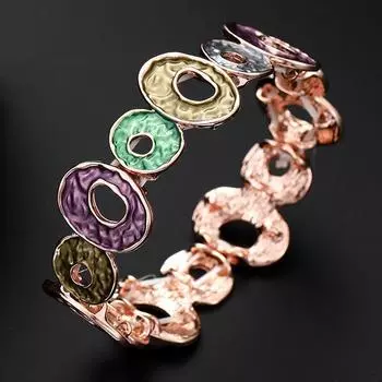 Овальный полый масляный экологически чистый браслет с разноцветной рябью, универсальный для женщин, регулируемый браслет