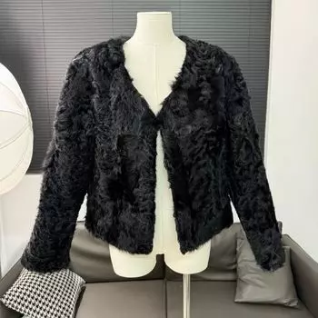 Овчина и мех сяоху интегрированы, настоящий мех интегрирован. one size fits all чёрный