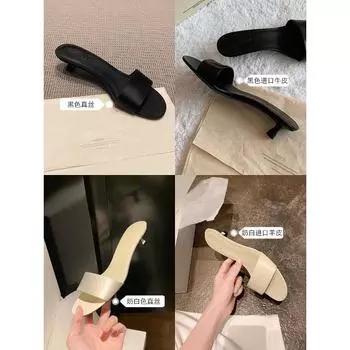 Овчина виноград мать минималистский темперамент шелк слово на высоком каблуке котенок и тапочки женская летняя одежда сандалии 34