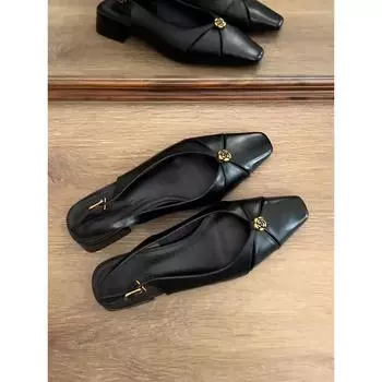 Овчина Xiaoxiangfeng натуральная кожа сумка голова полутапочки женская летняя одежда сандалии металл камелия универсальные легкие тапочки рот 35