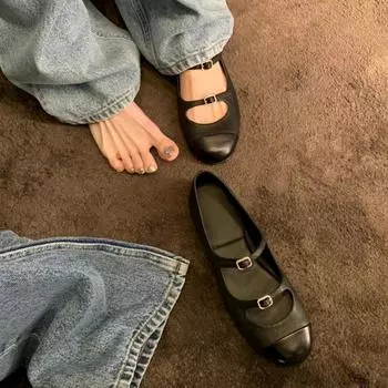 Овечья кожа версия~ Ретро кожаные балетки, с легким вырезом, универсальные туфли Мэри Джейн, женские одинарные туфли, ladyshoes 35