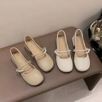 Овечья обувь Летние одинарные туфли Шапочки феи Супер популярная обувь Мэри Джейн Бабушкина модная и удобная 35 бежевый
