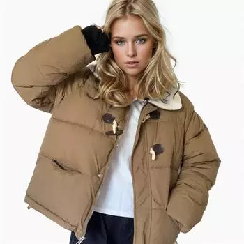 Овечья шерсть с роговой пряжкой осенне-зимняя женская свободная и тонкая короткая одежда из хлеба куртки S фиолетовый