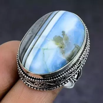 Owhyee опал драгоценный камень 925 стерлингового серебра подарок ювелирное изделие кольцо размер 7.5 V3f46