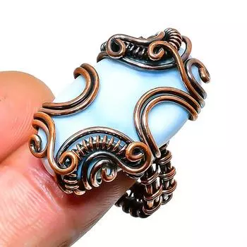 Ювелирное кольцо ручной работы из медной проволоки Owhyee с опалом, размер 8