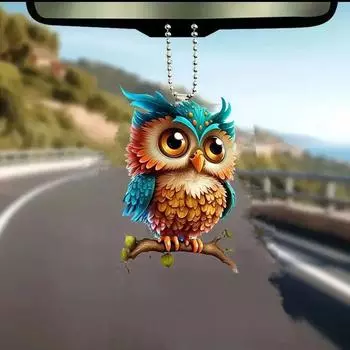 Owl Acrylic Delightful Car Pendant Fun Cartoon Style Ideal For Decoration Vehicle