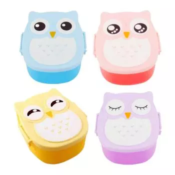 Owl Meal Container Trendy for Snacks Fruits Divided Bento Box Freshness Preservation Box for Hiking Office Picnic Camping Worker синий