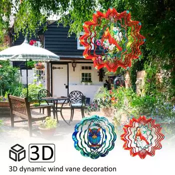 Owl Metal Wind Spinners Hanging Wind Spinners 3D Stainless Steel Hanging Wind Sculpture Outdoor Owl Decor for Outdoor Indoor
