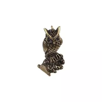 Owl Shape Owl Keychain Pendant Mini Owl Sculpture Retro Standing Owl Miniatures Decoration Crafts медный