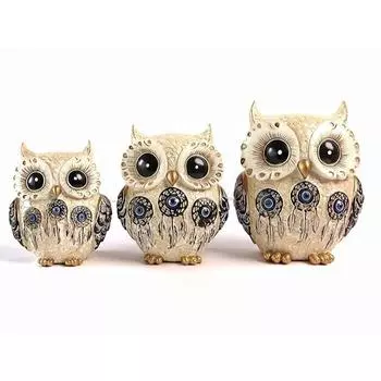 Owl Statue for Good Luck II Aesthetic Resin Owl Art Figure Showpiece II 3.5 Inch II Feng Shui & Vastu II Evil Eye II Owl Showpiece for Home Decor