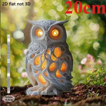 Owl with glowing eyes, 2D flat acrylic, decoration, suitable for garden, lawn, potted plants, Christmas, Halloween 20cm