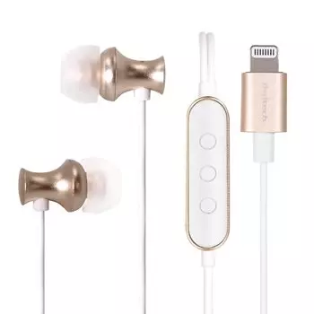 Owltech Lightning Earphones with Remote MFi 3 Sizes of Champagne Gold Control/Mic, Certified, Earpieces, OWL-EPLT01-SCG