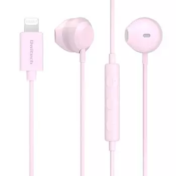 Owltech Lightning Stereo Earphones Type Remote Control with Microphone Mfi Compatible with iPhone Pink Semi-Open OWL-EPLT02-PK
