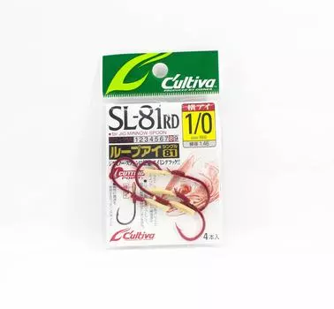 Owner SL-81 RD Одинарный крючок с петлей и коротким вспомогательным крючком для приманки 1/0 (9567)