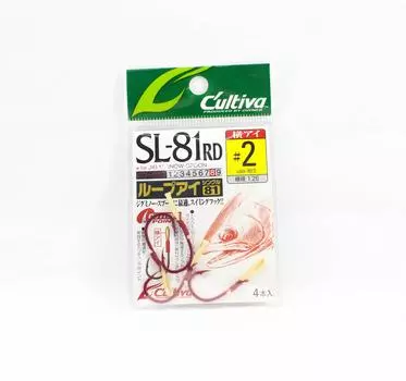 Owner SL-81 RD Одиночный крючок с петлей и коротким вспомогательным крючком для приманки 2 (9550)