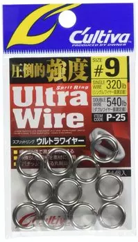 OWNER Split Ring P-25 Split Ring Ultra Wire #9 320lb/540lb 11 pieces 72825