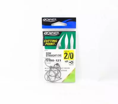 Owner SSW Cutting Point Крючок с прямой проушиной, размер 2/0, черный (0298)