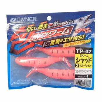 OWNER Worm TP-02 Wrap Worm Shad #02 Clear Glow Pink 82590