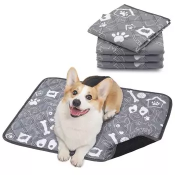 Ownpets Washable Pet Sheets for Dogs and Pee Mat x Set of Reusable Pet Quick Underlay Super Suitable for All Leak Proof Cats, (60 45cm, 4) Mat, серый