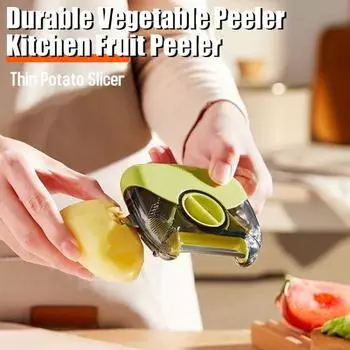 Овощечистка 3-в-1, многофункциональный нож для фруктов, лезвия из нержавеющей стали, нескользящая ручка, кухонный инструмент для очистки фруктов для картофеля, моркови серый