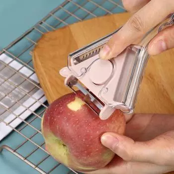 Овощечистка 3-в-1 Y Картофелечистка Терка для кухни Скребок Рубанок для дыни Нарезка соломкой розовый