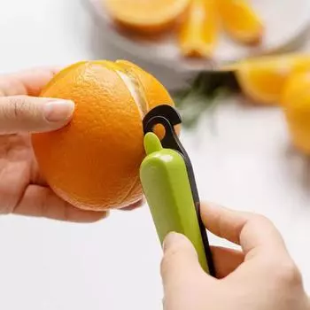 Овощечистка для апельсинов, пищевая нержавеющая сталь, толстая, эргономичная, многофункциональная, безопасная, грейпфрут, инструмент для пилинга цитрусовых, средство для удаления кожуры с фруктов, Zester зелёный