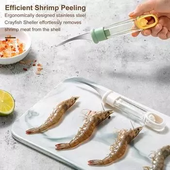 Овощечистка для креветок, очиститель для раков, инструмент для очистки раков, лезвие из нержавеющей стали, компактный дизайн, эффективное устройство для очистки креветок, кухонный гаджет для морепродуктов зелёный