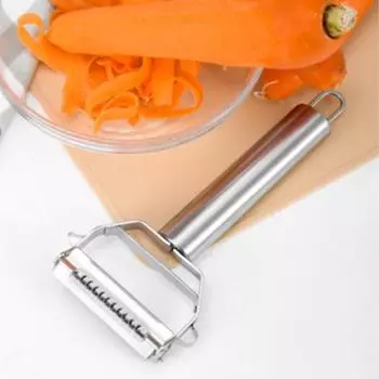 Овощечистка из нержавеющей стали 2 в 1 для моркови, картофеля, дыни, прочное лезвие терки, легкая нарезка, подвесной дизайн, легко чистить, кухонный гаджет, фрукты