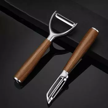 Овощечистка из нержавеющей стали 304 с деревянной ручкой для дома и кухни Скребок для картофеля и фруктов Кухонные гаджеты и аксессуары